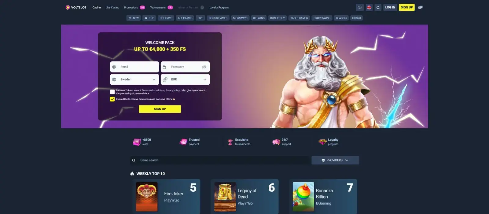 Voltslot Casino Nederland Officiële Website image 1